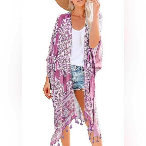 Gorgeous Raspberry Cover Up with Tassels